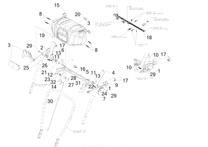 Panel Diagram and Parts List for 3X24-INCH (31AH54SC710)(2016) Cub Cadet Snow Blower